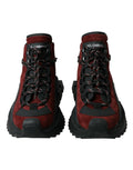 Baskets montantes dolce & gabbana super king pour hommes en daim bordeaux avec semelles épaisses en caoutchouc noir