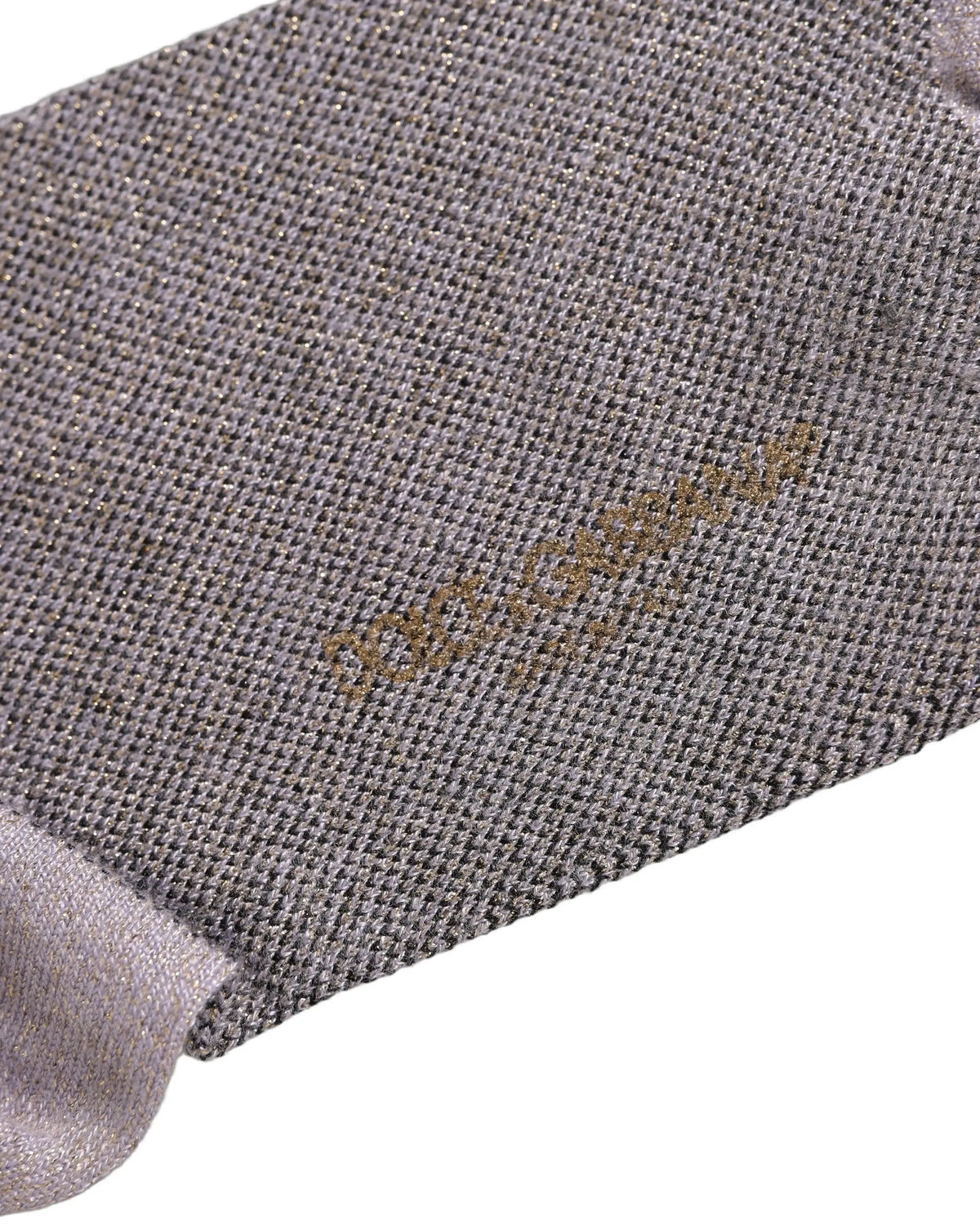 Chaussettes mi-mollet dolce & gabbana gris charbon avec texture scintillante et logo doré brodé
