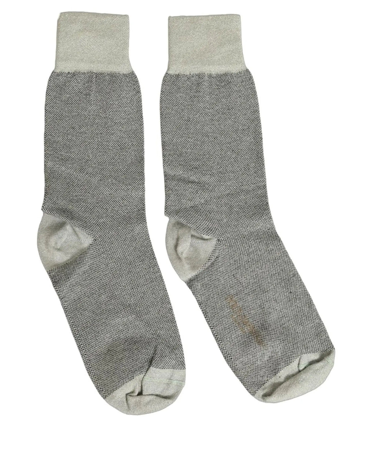 Une paire de chaussettes mi-mollet dolce & gabbana gris pierre en coton avec renforts gris clair aux orteils et talons