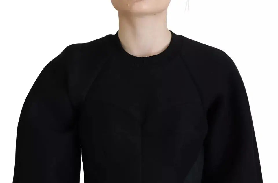 Crewneck noir en coton dolce & gabbana avec poignets et encolure côtelés manches longues