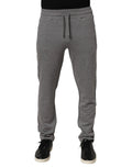 Dolce & gabbana gray cotton jogger sweatpants with drawstring waistband and side pockets in heathered fabric