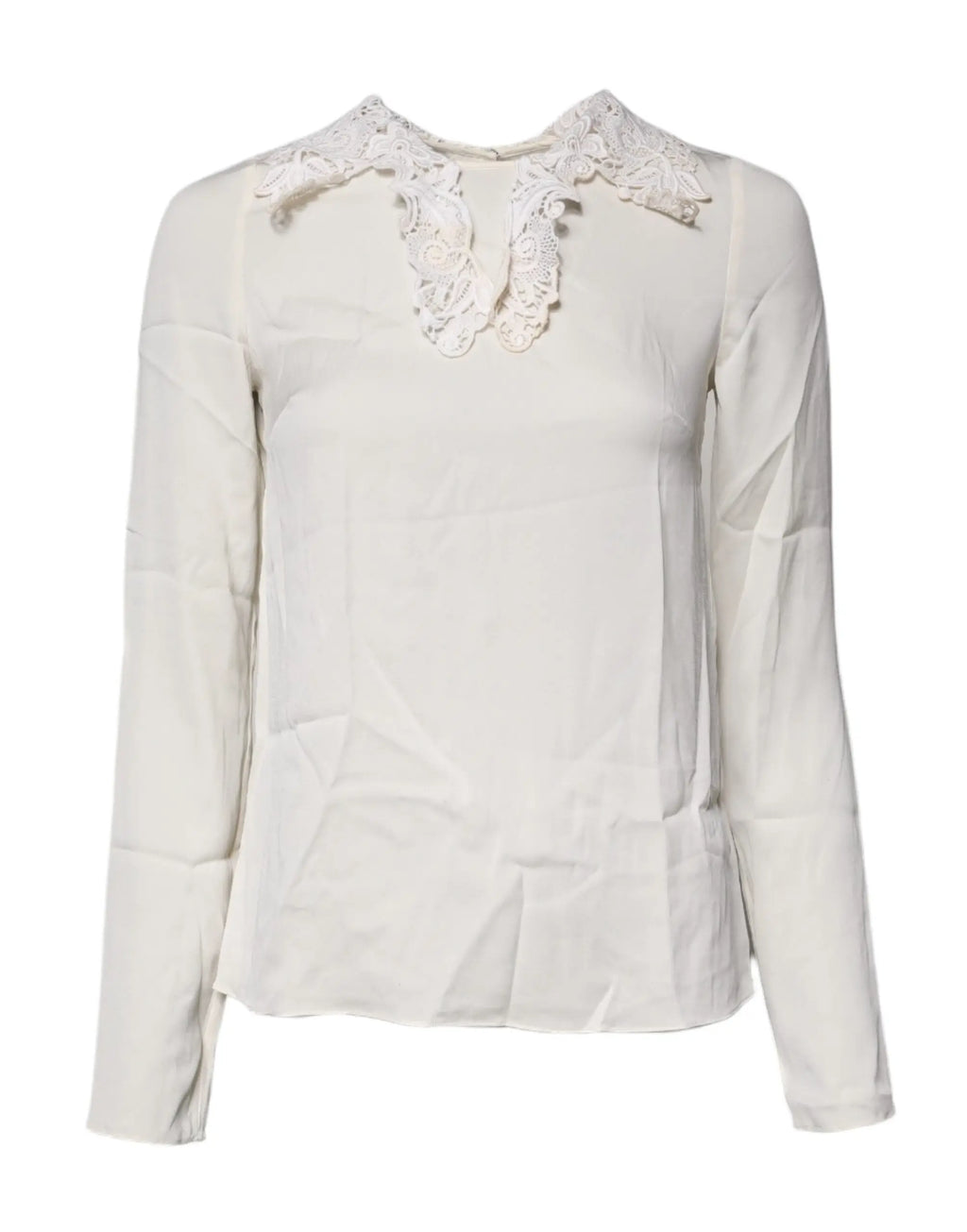 Blouse crème dolce & gabbana en dentelle florale avec col brodé et manches longues délicates en ivoire
