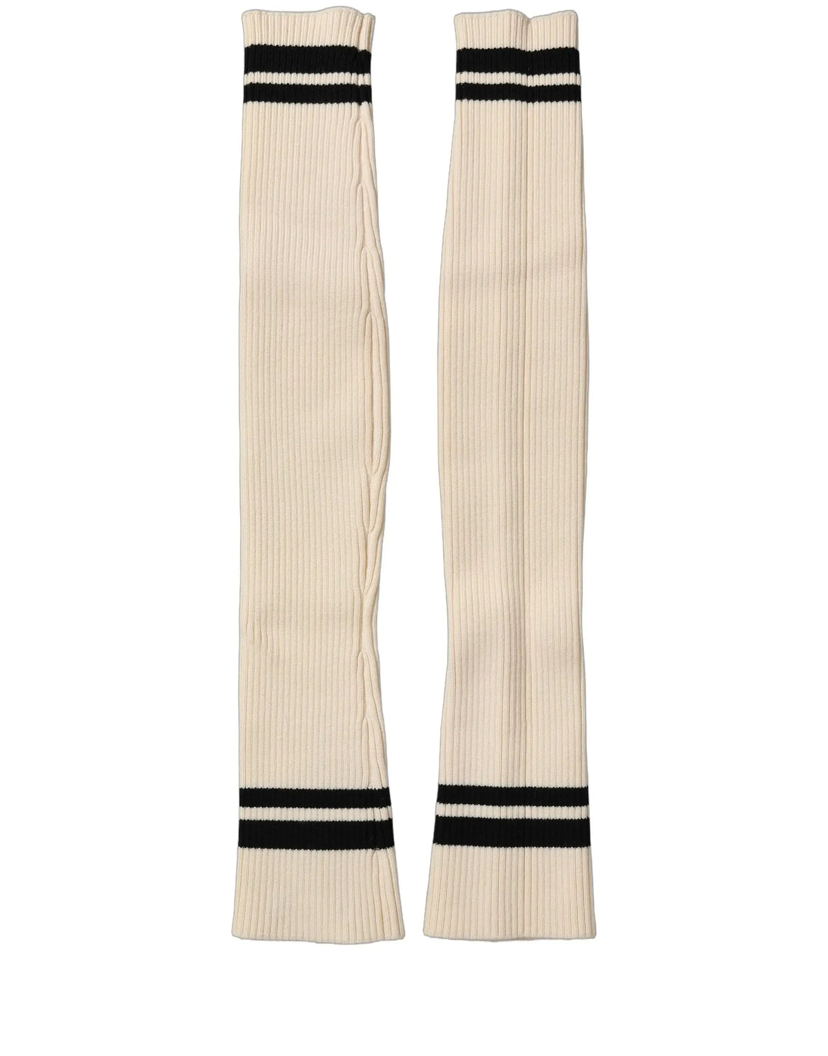 Dolce & gabbana guêtres en laine crème à côtes avec rayures noires style chaussettes hautes pour cuisse
