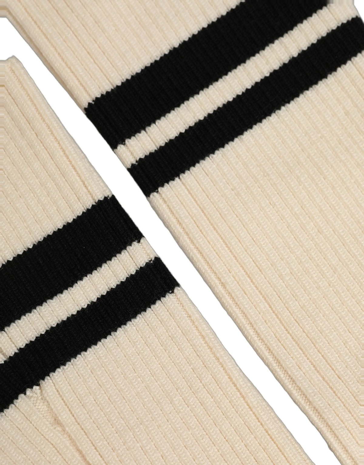 Chaussettes daccessoire cuissardes en laine crème dolce & gabbana à côtes avec deux larges bandes noires horizontales
