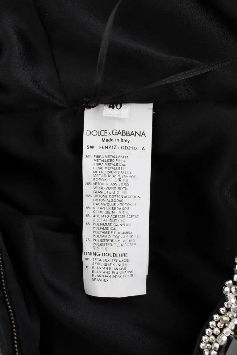 Veste noire dolce & gabbana en matériaux mixtes avec fibres métalliques faite en italie pour robe crystal silver runway