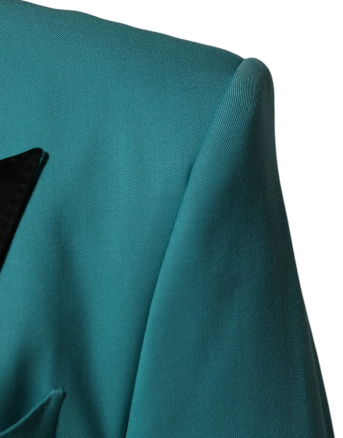 Blazer teal dolce et gabbana en laine et soie avec épaule structurée et texture subtile pour complet sicilia