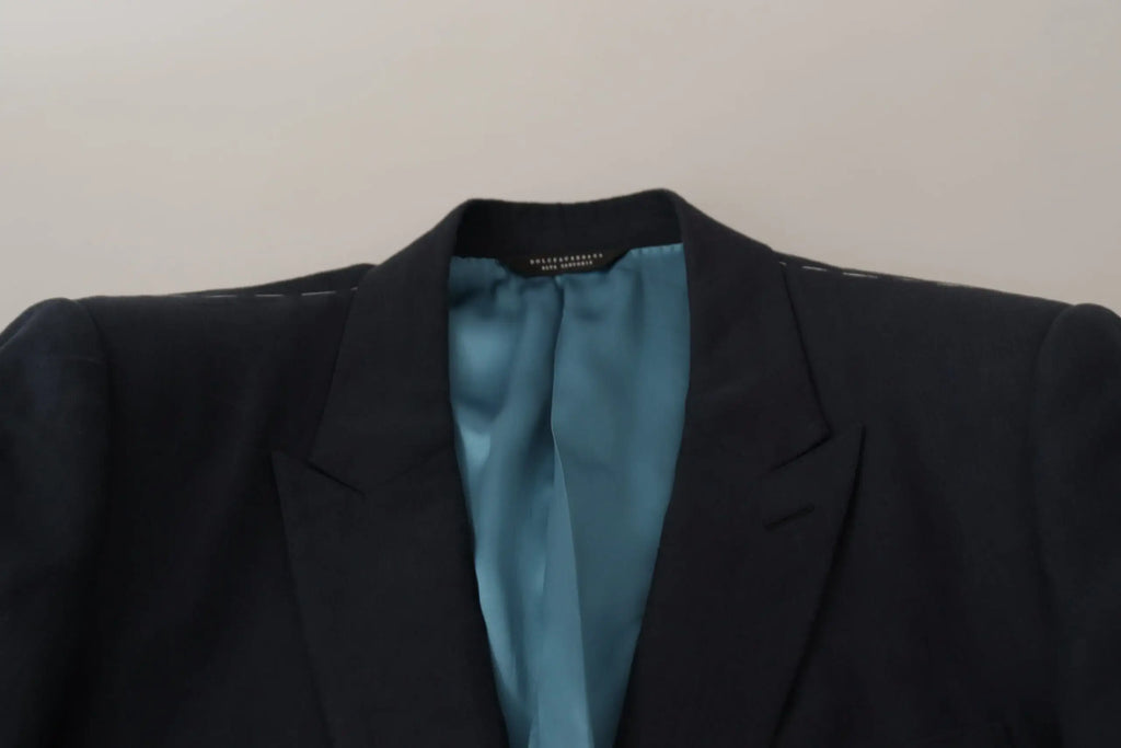 Veste blazer dolce & gabbana bleu foncé pour homme avec doublure satinée teal élégante et raffinée