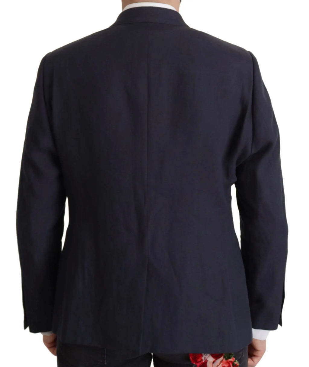 Veste dolce & gabbana bleu foncé alta sartoria en laine tissée subtile avec coupe classique ajustée