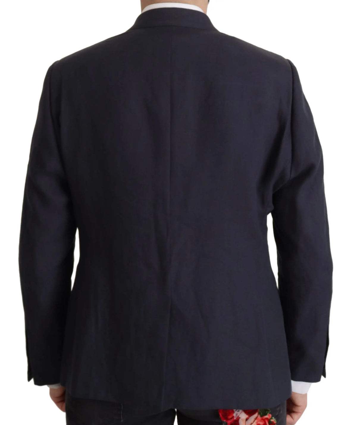 Veste dolce & gabbana bleu foncé alta sartoria en laine tissée subtile avec coupe classique ajustée