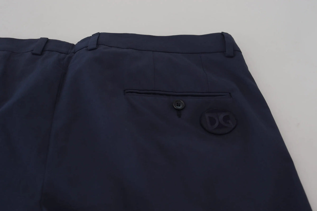 Pantalon chino formel en coton bleu marine dolce gabbana vu de dos avec logo dc brodé sur la poche arrière