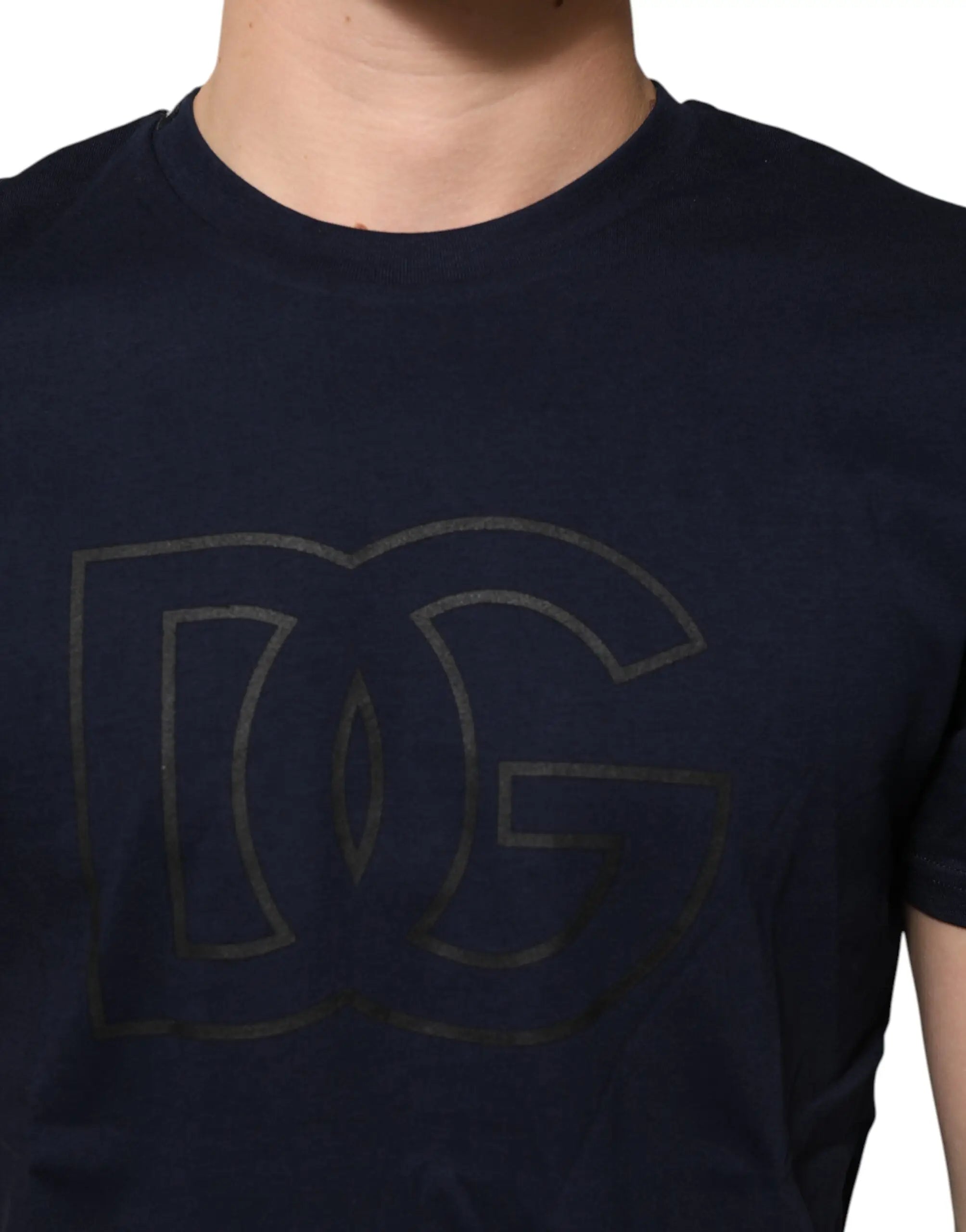 T-shirt dolce & gabbana en coton bleu marine avec logo dc discret en gris foncé pour homme