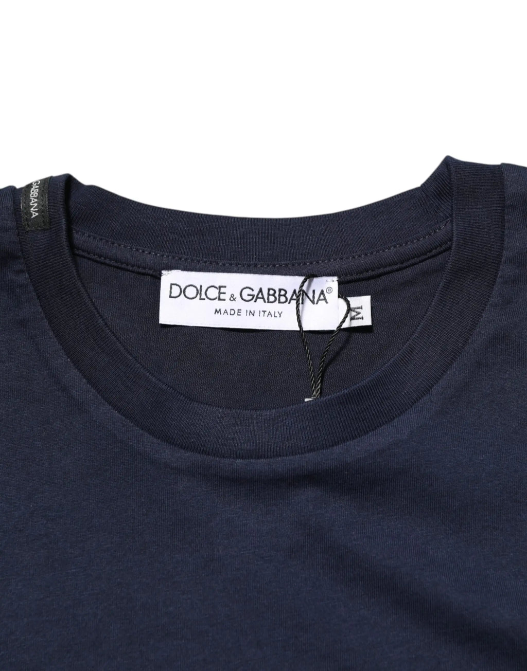 T-shirt dolce & gabbana bleu marine en coton avec col rond classique et étiquette made in italy