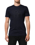 T-shirt homme dolce gabbana bleu marine en coton à manches courtes avec logo dg ton sur ton noir sur la poitrine