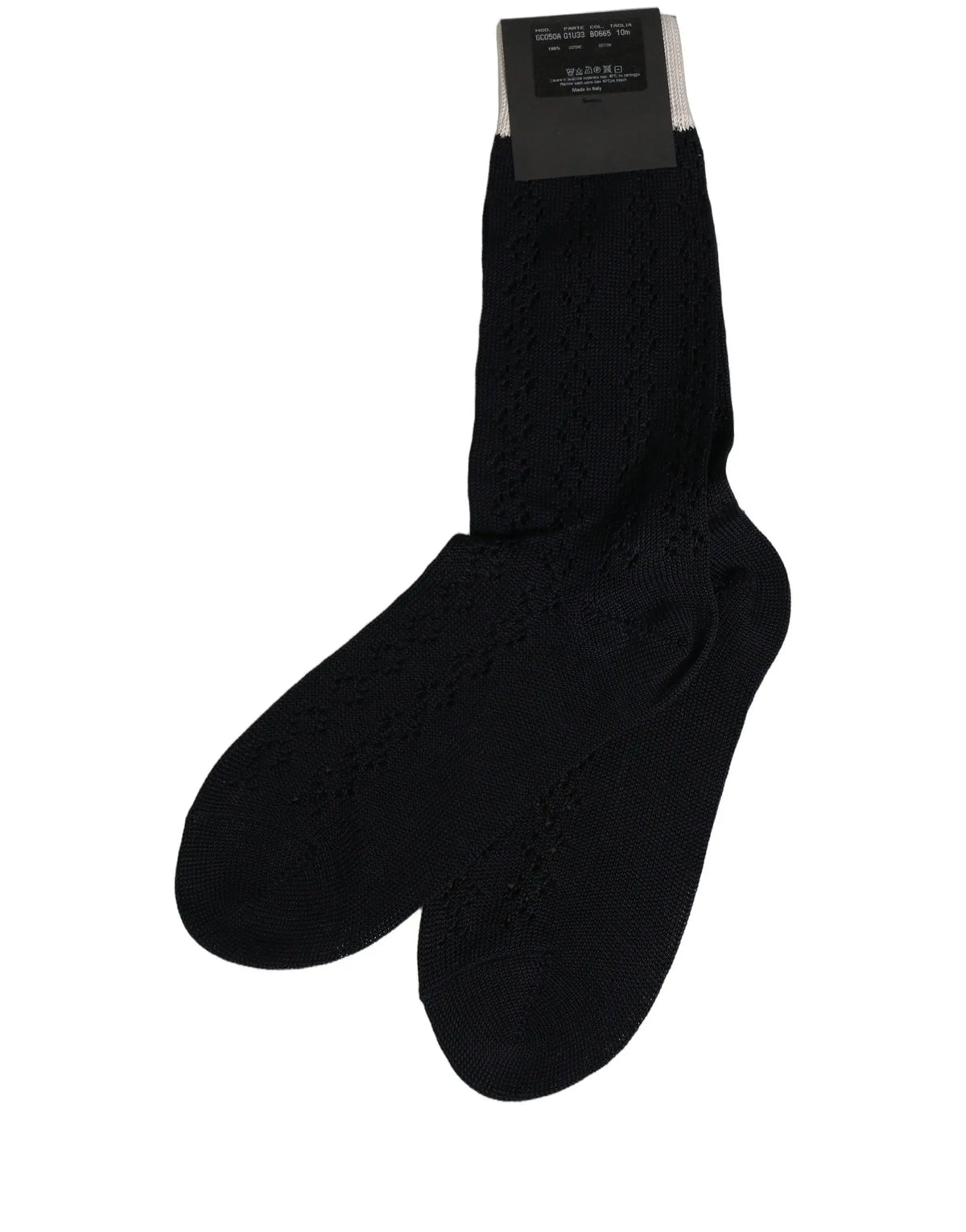 Chaussettes mi-mollet en coton tricoté bleu foncé dolce & gabbana avec motif texturé subtil et bord-côte