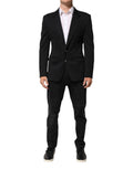 Veste blazer homme dolce gabbana bleu foncé en coton avec col cranté et fermeture deux boutons noire ajustée