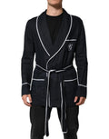 Robe en velours noire dolce & gabbana avec bordure blanche et logo brodé subtil sur la poitrine gauche