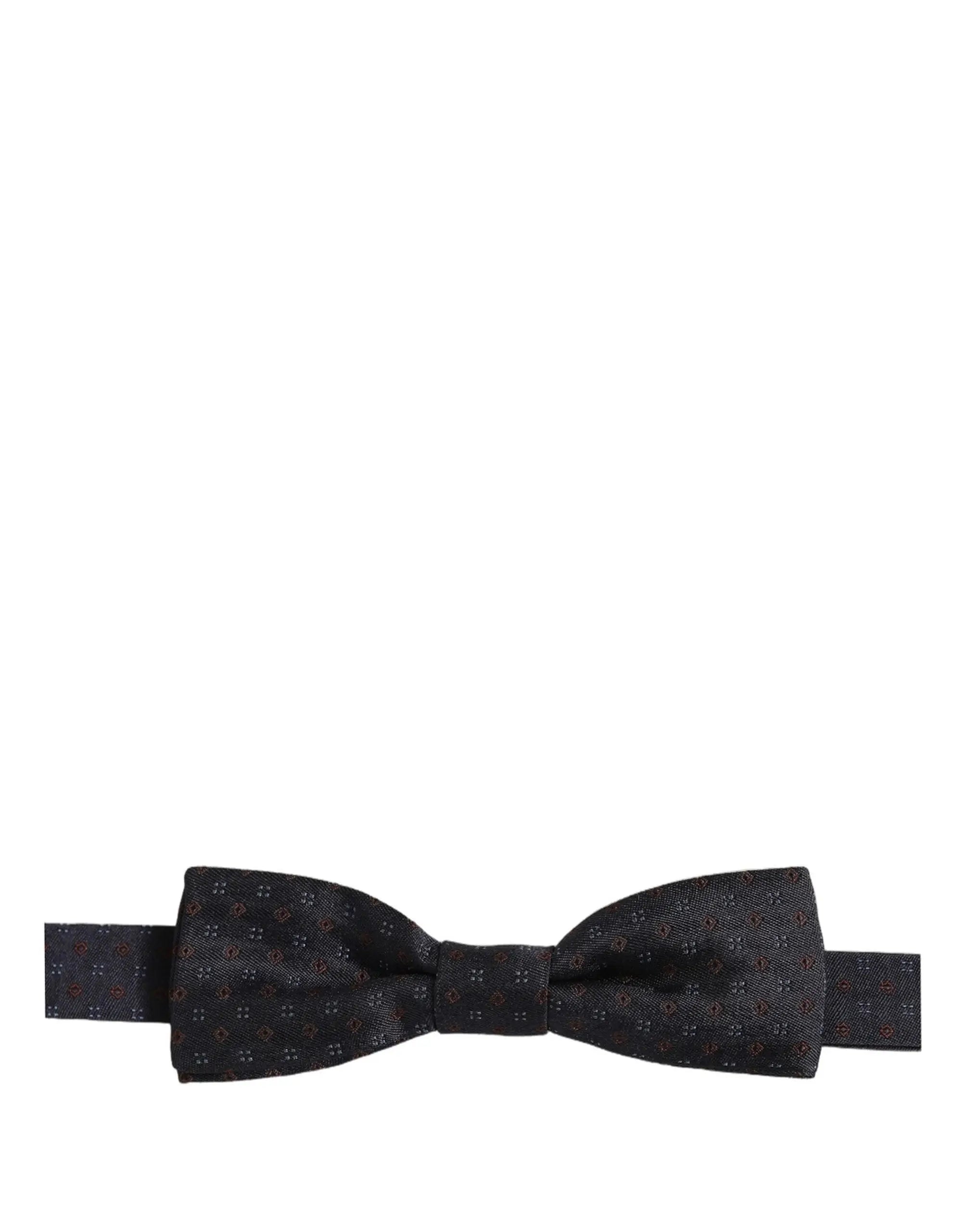 Noeud papillon dolce & gabbana bleu foncé avec motif diamant géométrique ajustable en tissu fin