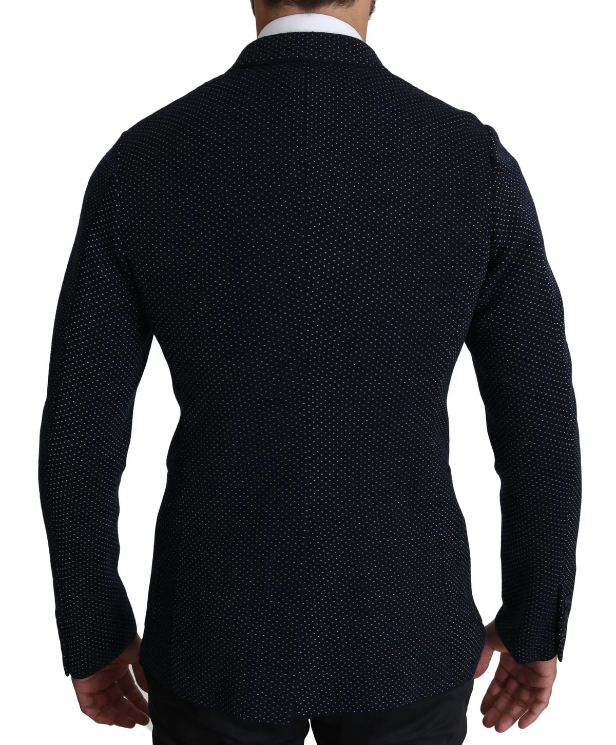 Blazer dolce & gabbana noir à pois blancs subtils en tissu double boutonnage bleu foncé