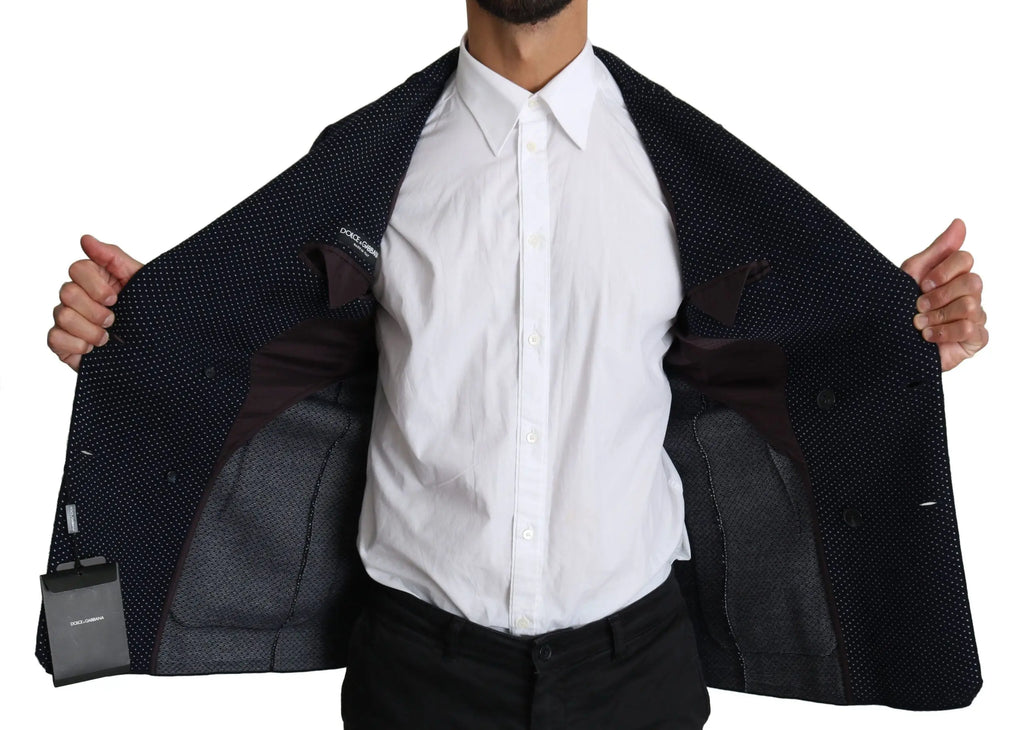 Dolce & Gabbana blazer noir à pois subtils en tissu sombre à double boutonnage