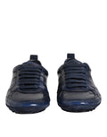 Baskets homme basse dolce gabbana en cuir bleu marine embossé crocodile avec lacets noirs et semelle en caoutchouc