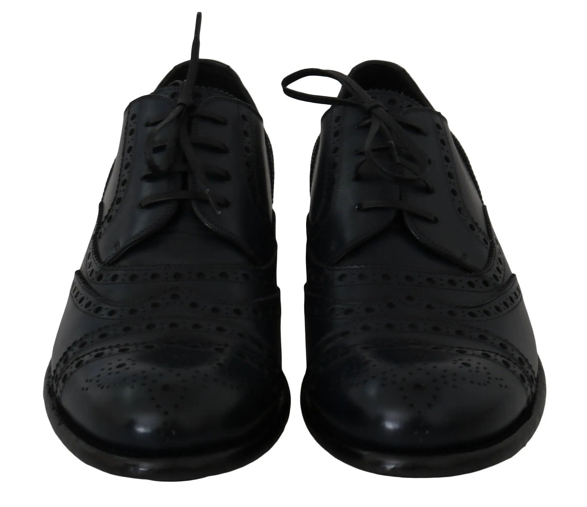 Chaussures habillées wingtip oxford en cuir bleu foncé dolce & gabbana avec perforations et lacets