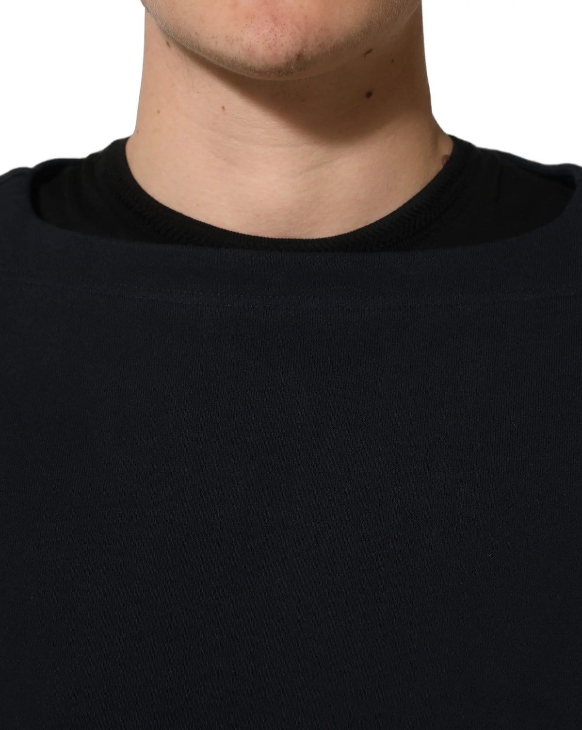 Sweatshirt dolce & gabbana bleu foncé en coton avec logo et tissu lisse uni vue face avant