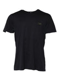 T-shirt dolce & gabbana en coton bleu foncé avec logo brodé sur la poitrine côté gauche manches courtes