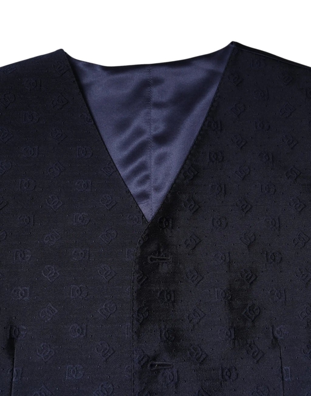 Dolce & gabbana gilet homme en laine bleu foncé avec motif logo subtil et intérieur en satin