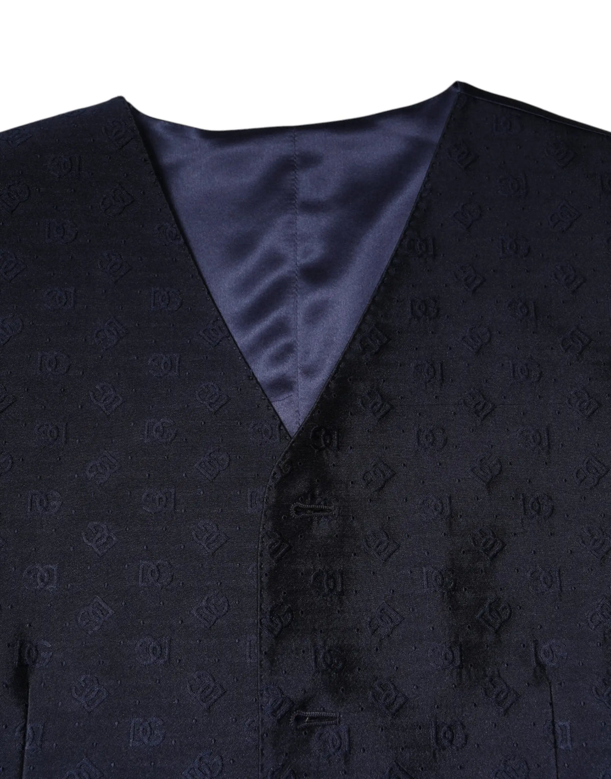 Dolce & gabbana gilet homme en laine bleu foncé avec motif logo subtil et intérieur en satin
