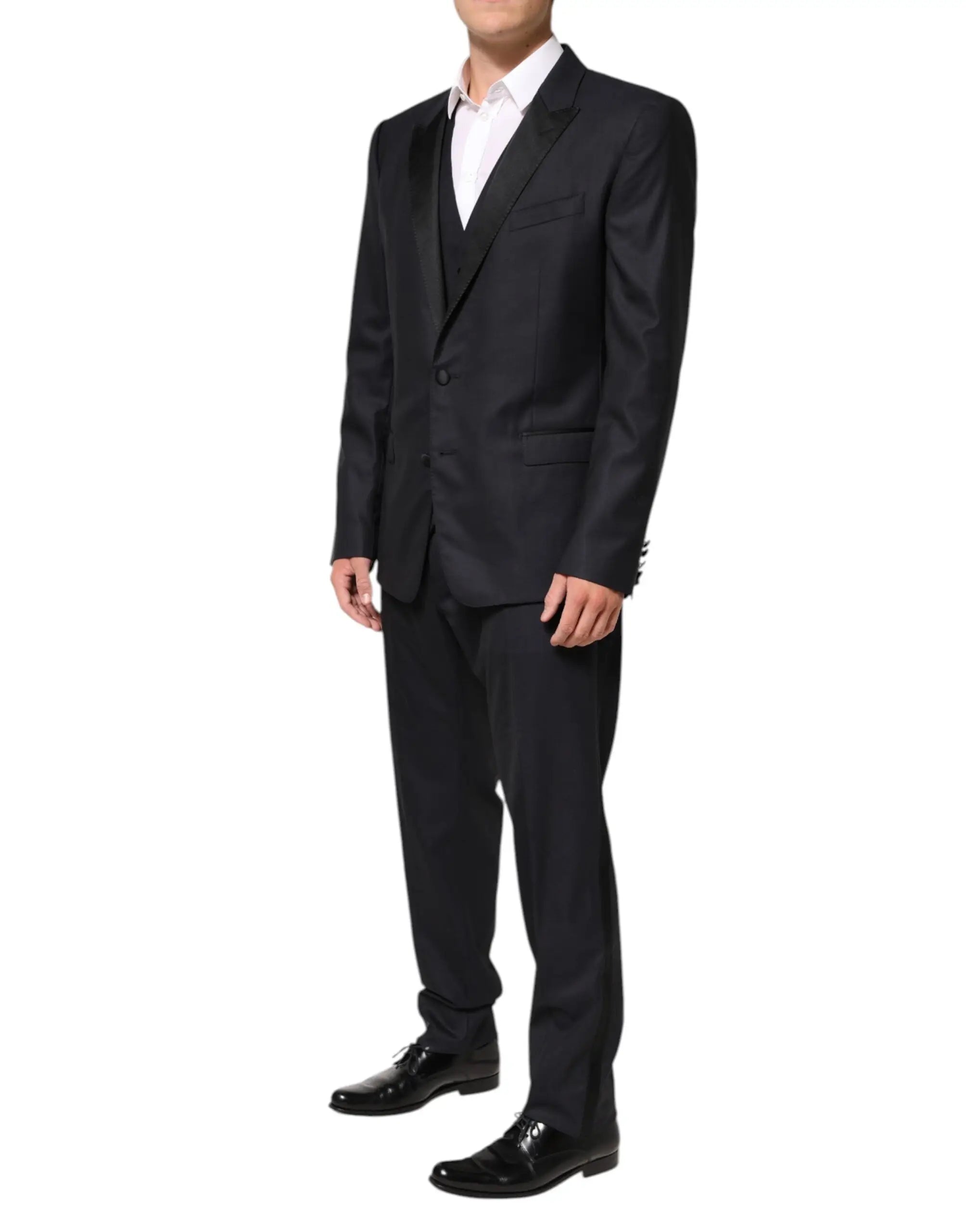 Costume noir sur mesure dolce & gabbana martini 2 boutons avec un design élégant et pantalon assorti