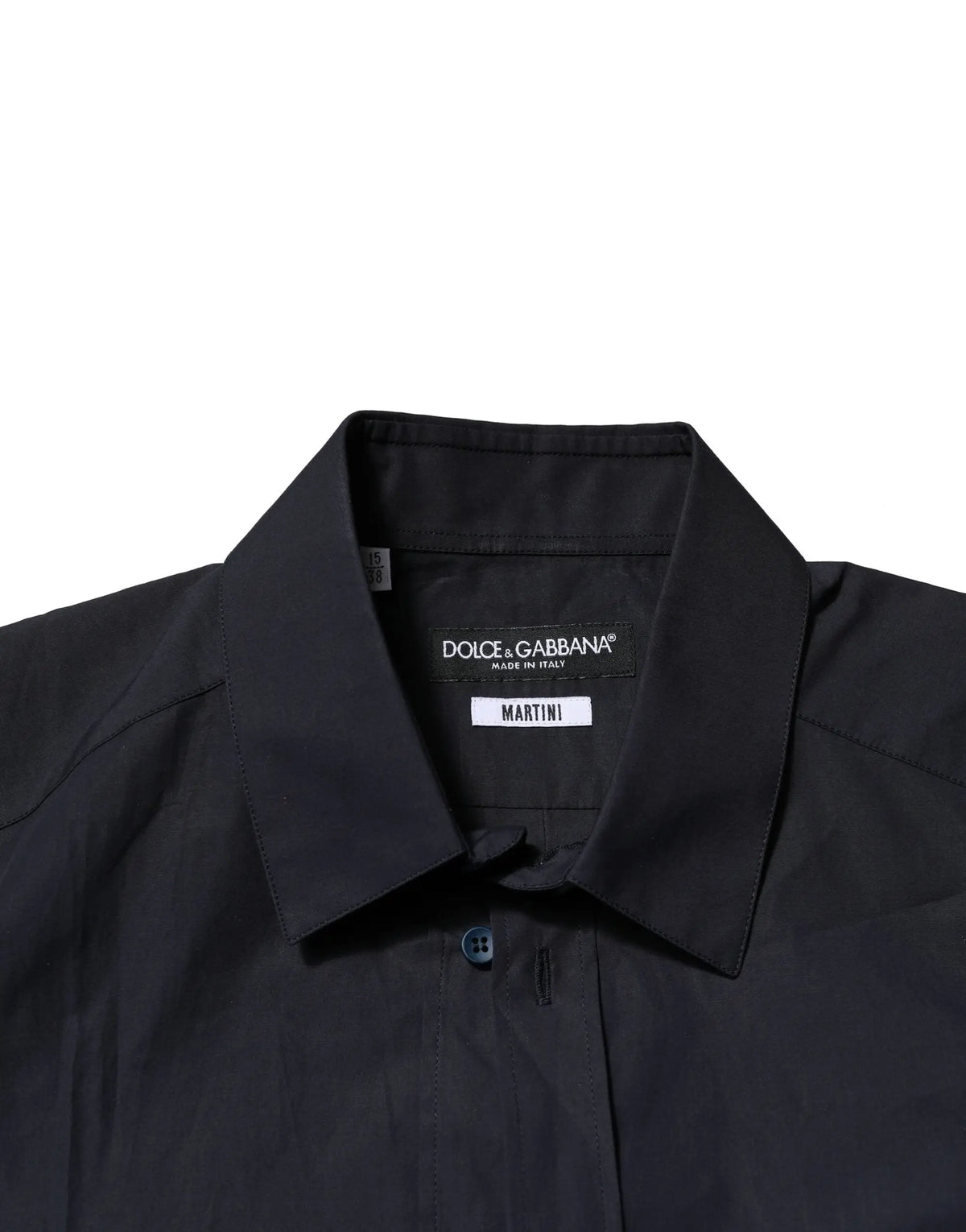 Chemise habillée dolce gabbana martini bleu foncé en coton avec col net et léger éclat noir