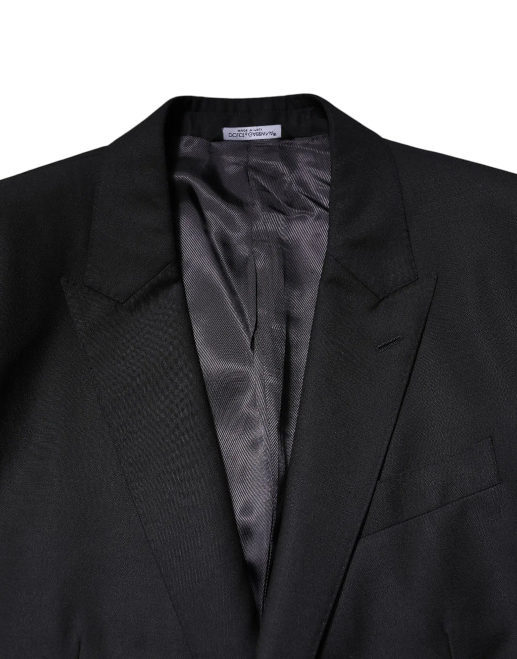 Dolce & Gabbana blazer en laine bleu foncé martini avec veste noire texturée et doublure satinée intérieure