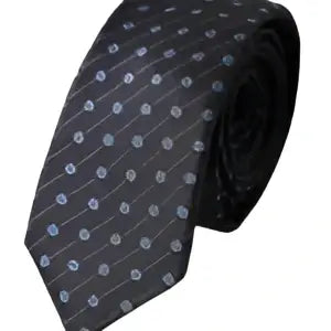 Cravate dolce & gabbana pour homme en soie bleu foncé à pois avec un motif géométrique gris subtil