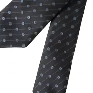 Cravate homme dolce et gabbana en soie bleu foncé à pois subtils gris foncé avec petits points clairs