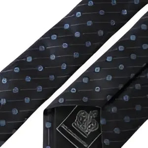 Cravate homme dolce gabbana en soie bleu foncé à pois avec motifs géométriques bleus et gris subtils ajustable