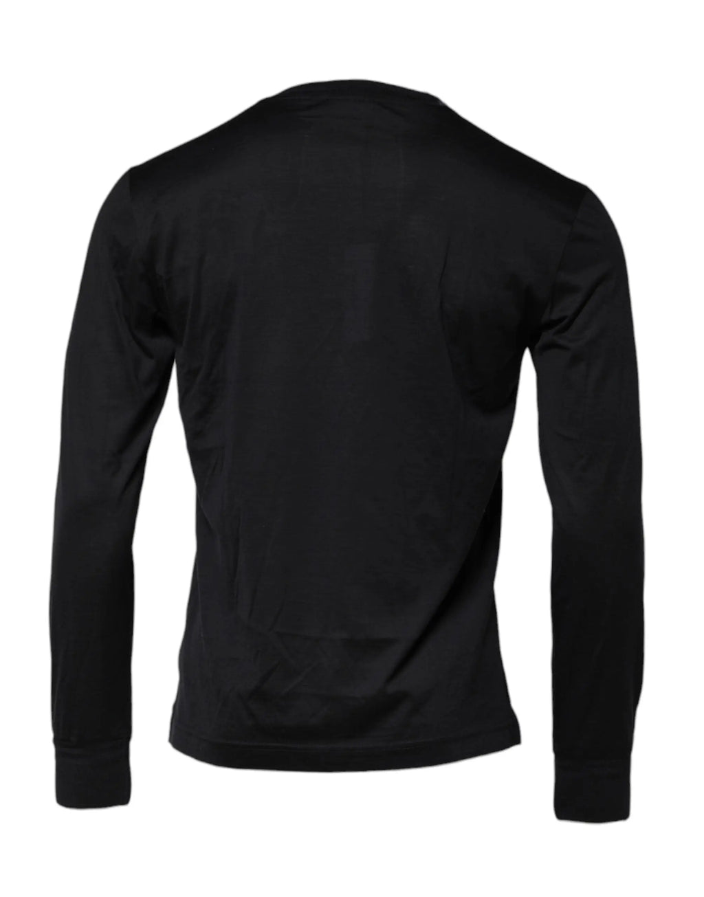 Pull à col rond dolce & gabbana pour homme en soie bleu foncé à manches longues et tissu lisse