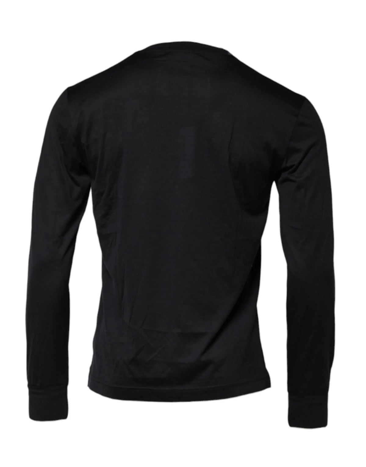 Pull à col rond dolce & gabbana pour homme en soie bleu foncé à manches longues et tissu lisse