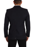 Veste blazer dolce & gabbana martini bleu foncé à un bouton avec texture subtile et épaules structurées