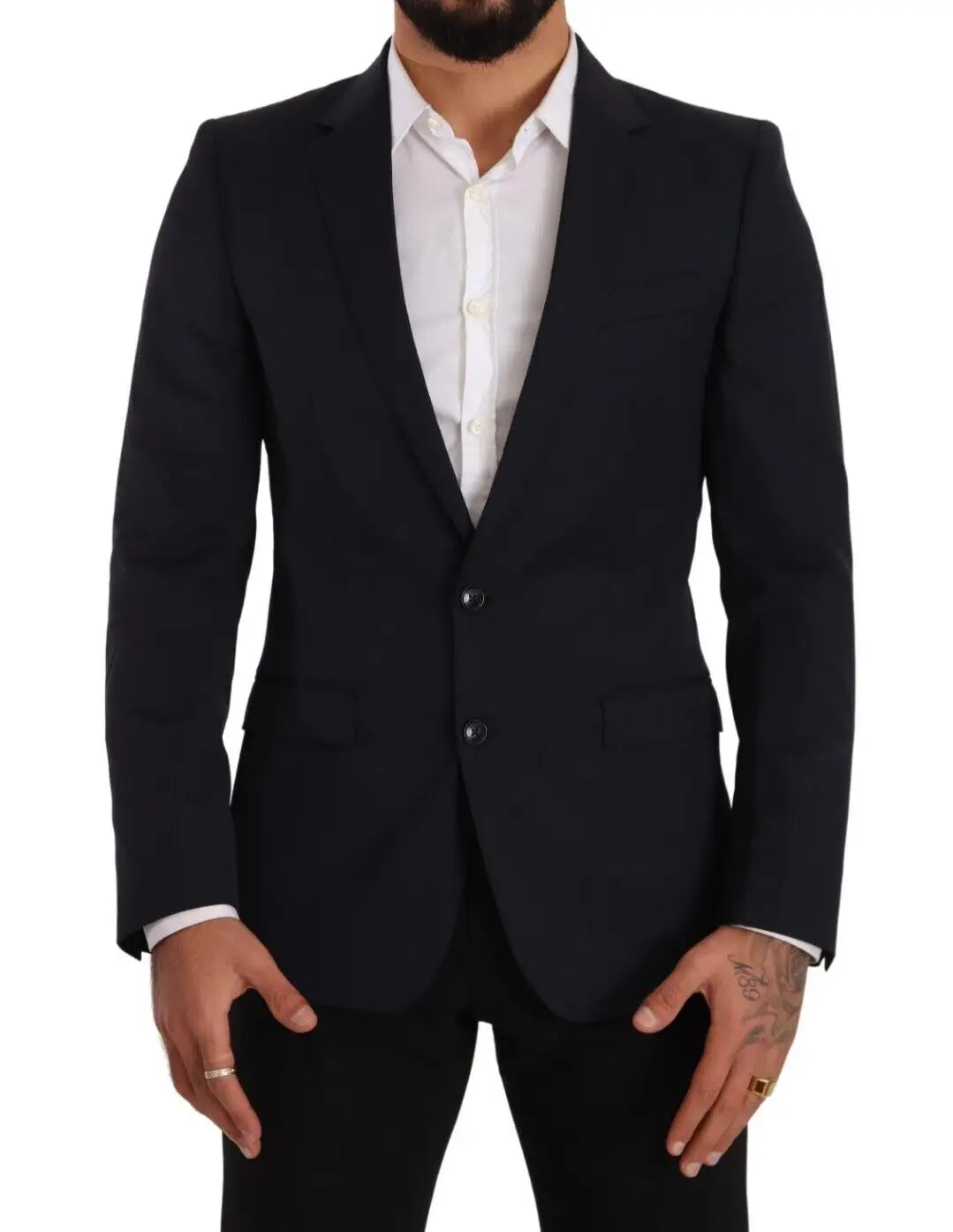 Dolce & gabbana blazer homme noir ajusté à deux boutons single breasted martini en coton élégant