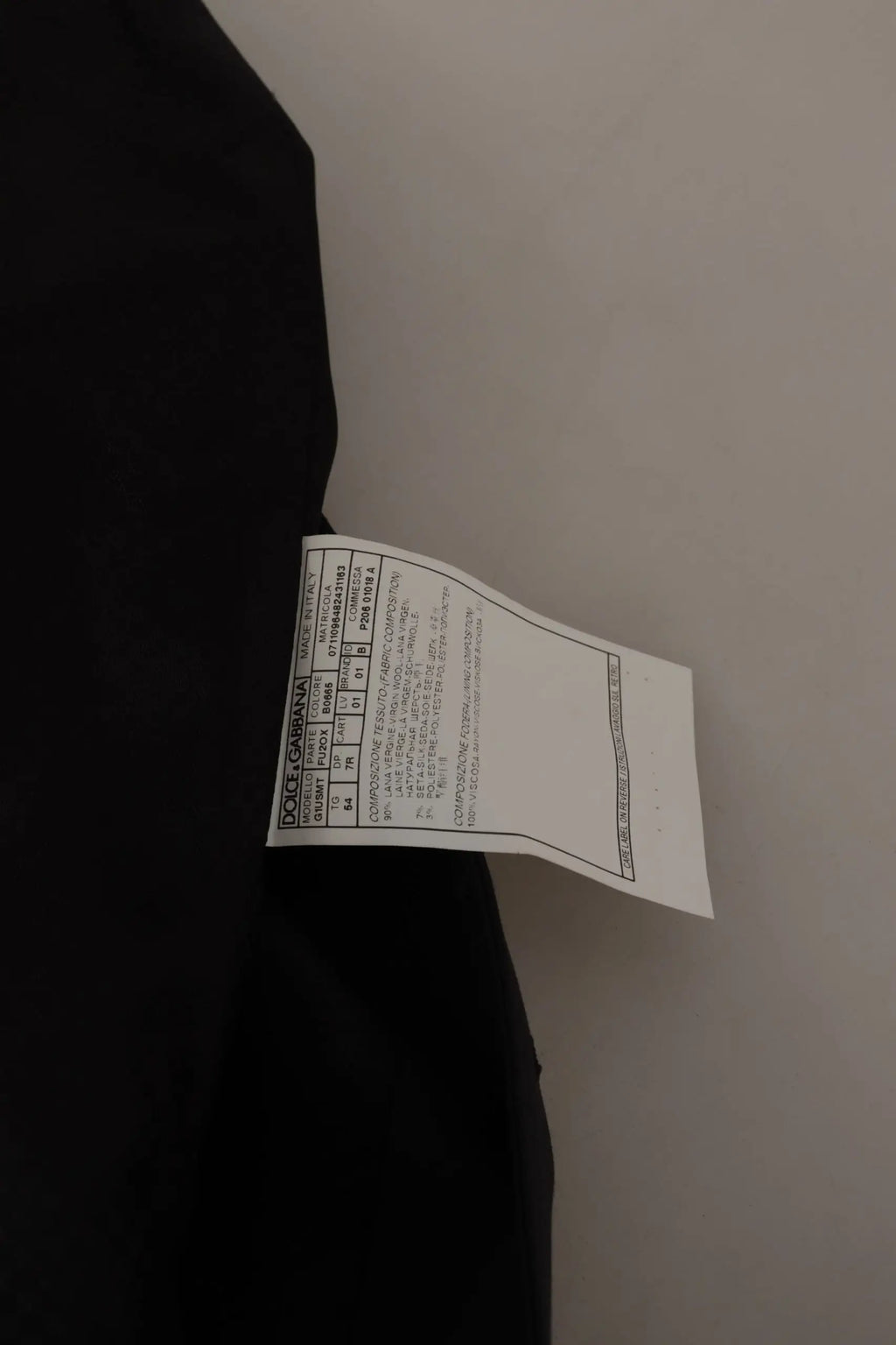 Étiquette d’entretien noire dolce & gabbana pour blazer martini bleu foncé single breasted homme