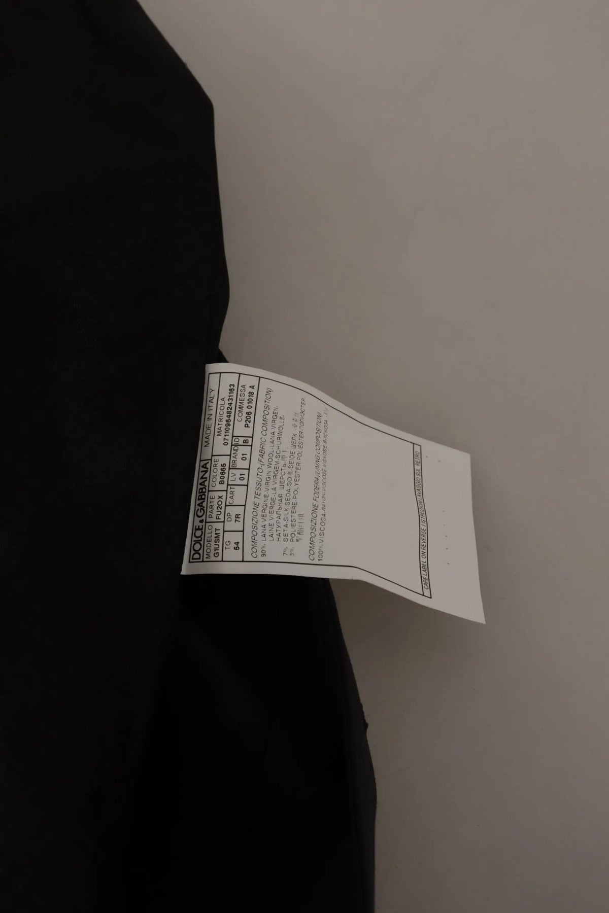 Étiquette d’entretien noire dolce & gabbana pour blazer martini bleu foncé single breasted homme
