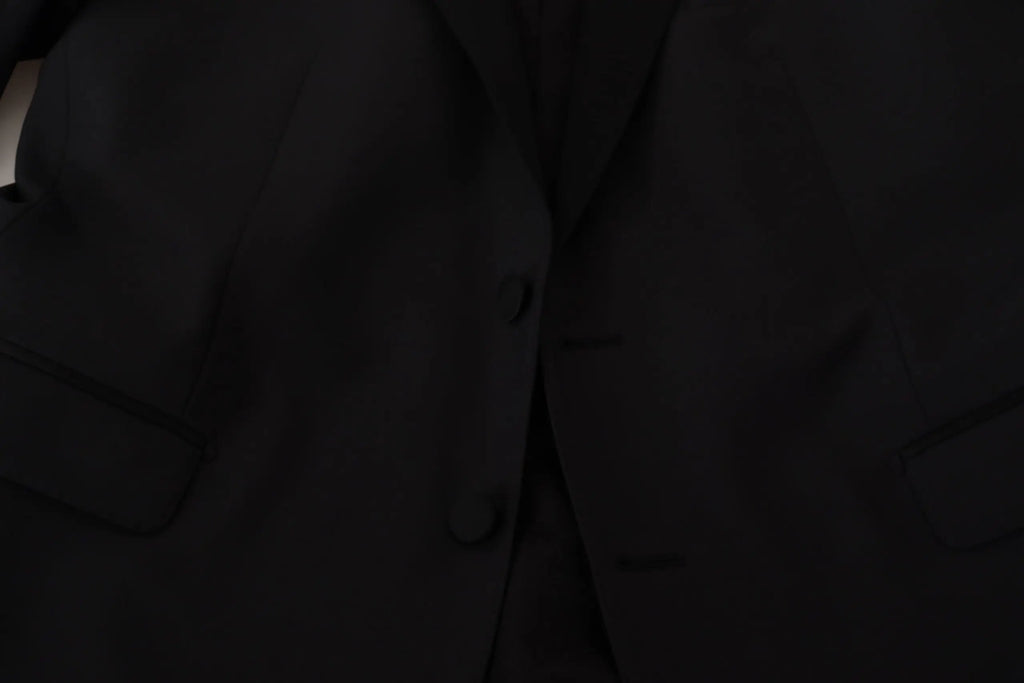 Veste en tissu texturé noir avec coutures discrètes dolce & gabbana blazer martini bleu foncé simple boutonnage