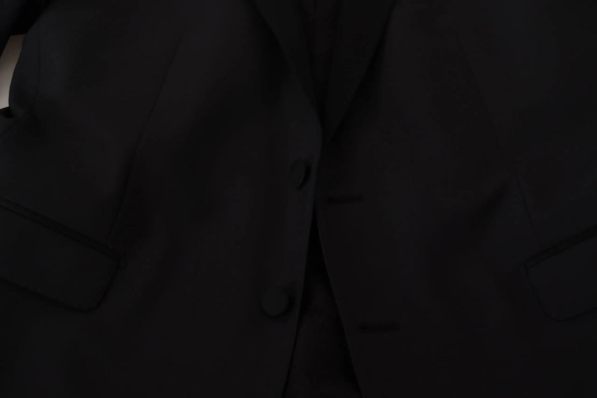 Veste en tissu texturé noir avec coutures discrètes dolce & gabbana blazer martini bleu foncé simple boutonnage