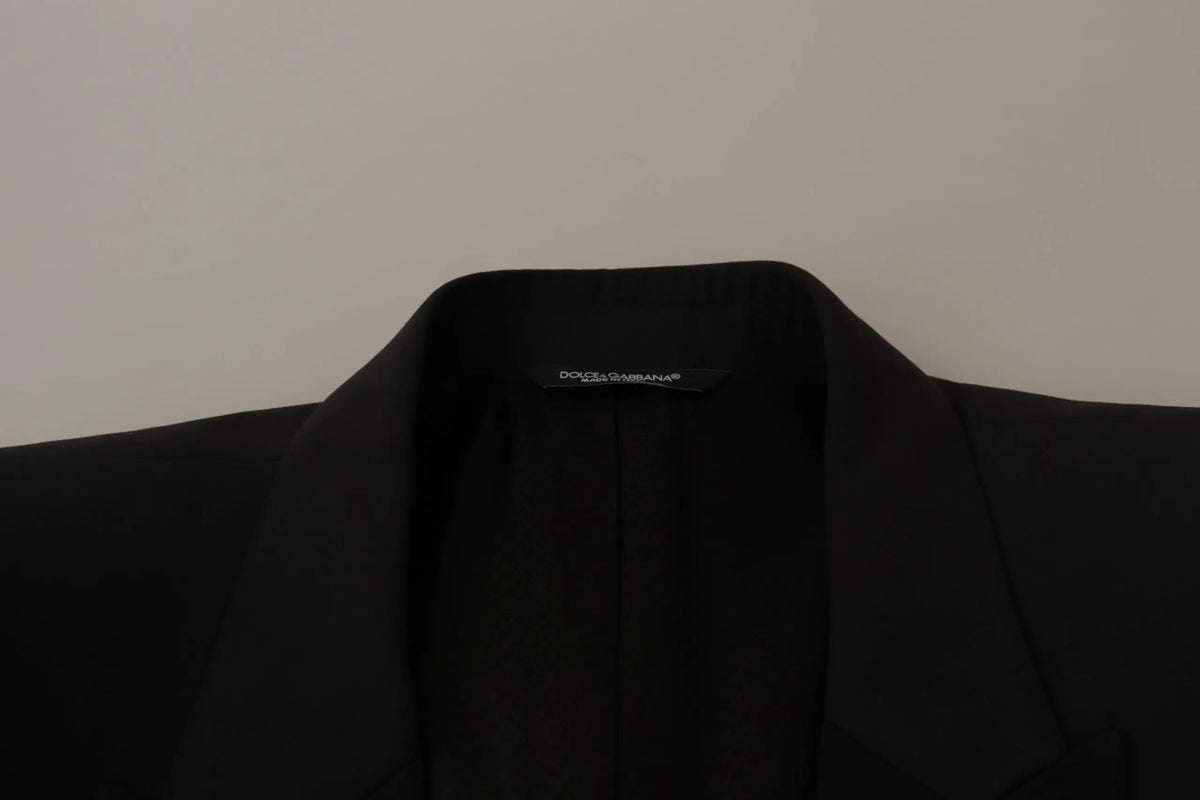 Blazer dolce & gabbana bleu foncé martini à simple boutonnage avec col tailleur élégant en tissu lisse