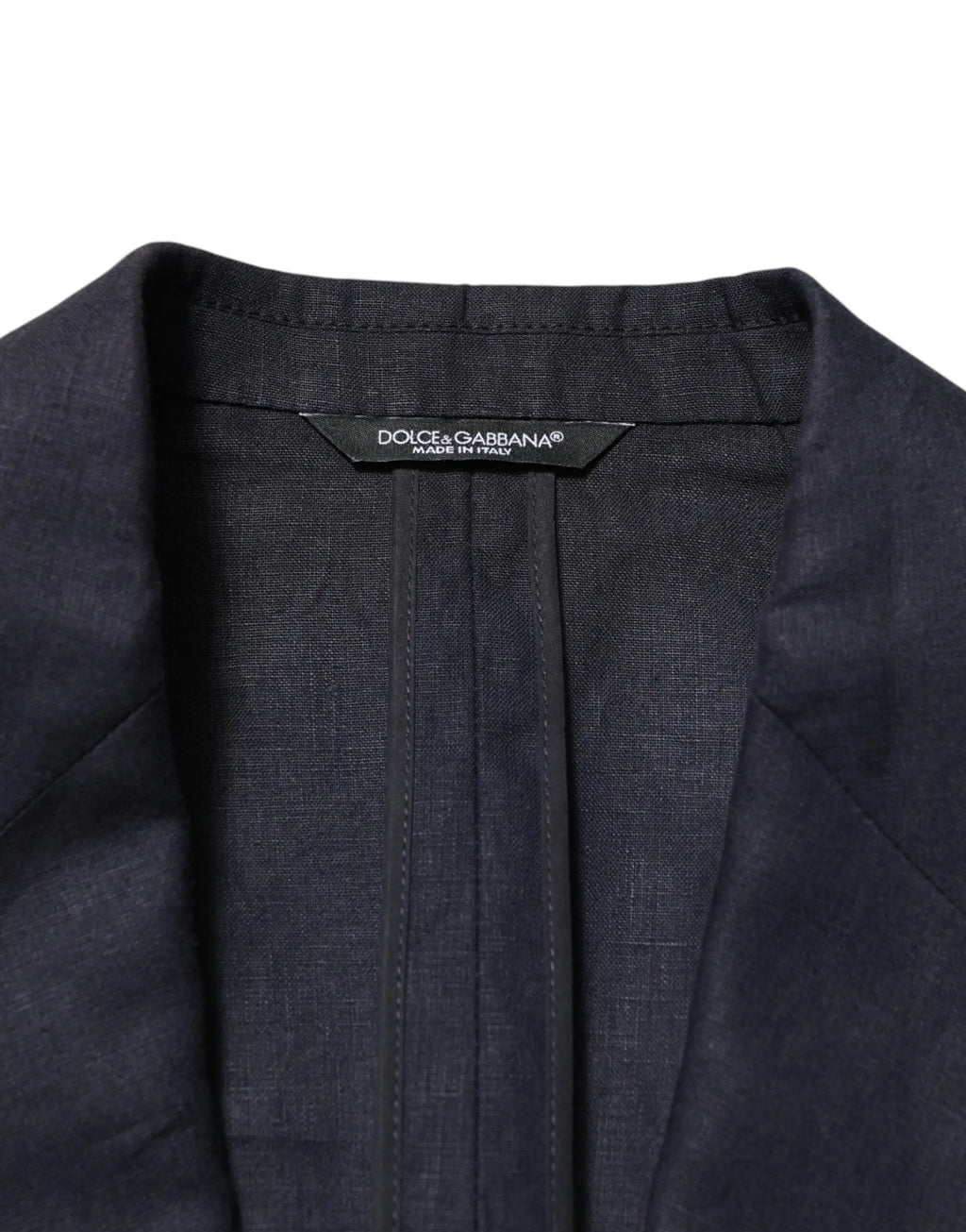 Blazer homme dolce gabbana bleu foncé en lin avec étiquette made in italy single boutonnage