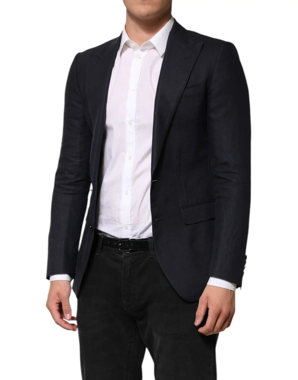 Blazer homme dolce gabbana bleu foncé tailleur avec coupe moderne élégante et texture subtile