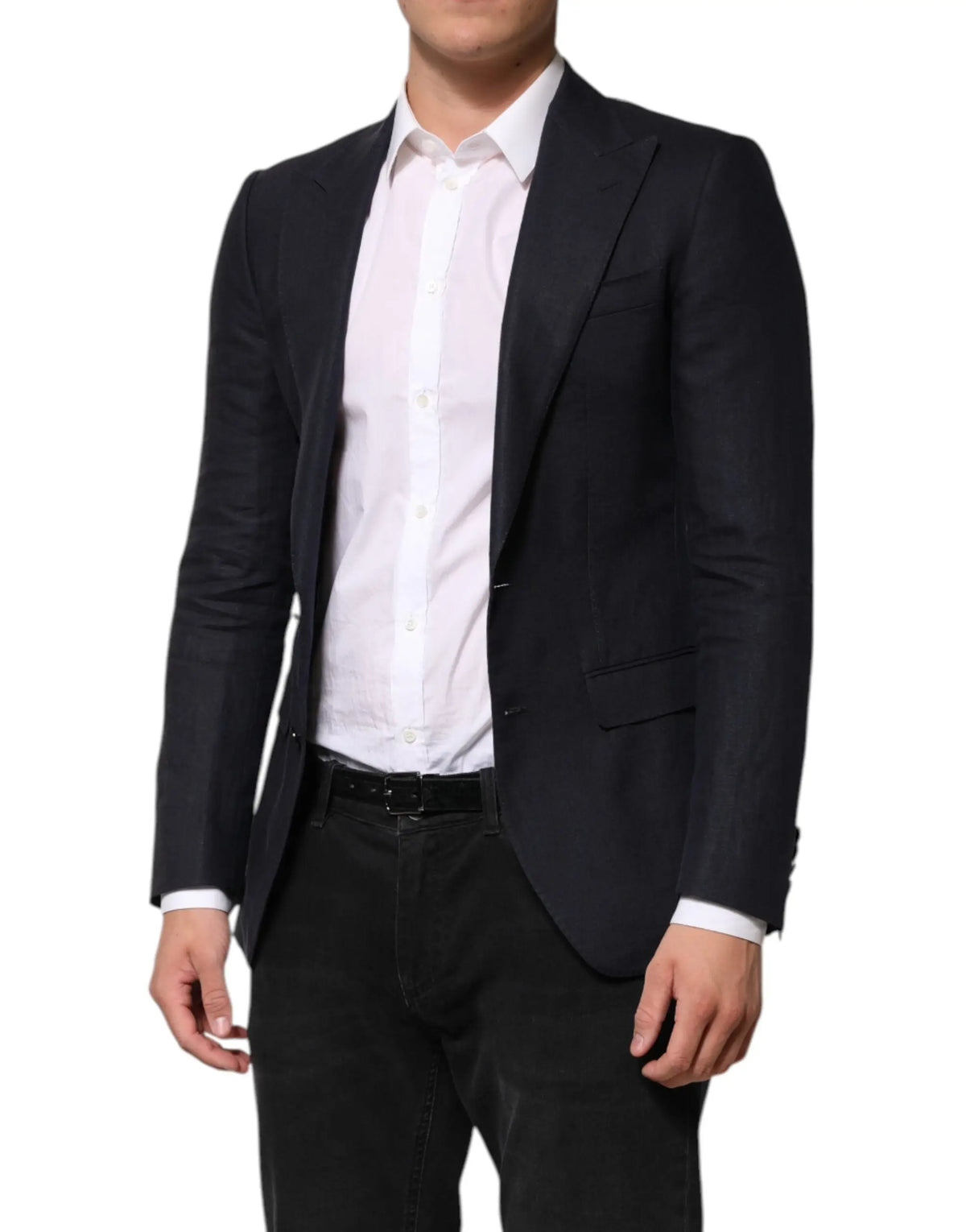 Blazer homme dolce gabbana bleu foncé tailleur avec coupe moderne élégante et texture subtile