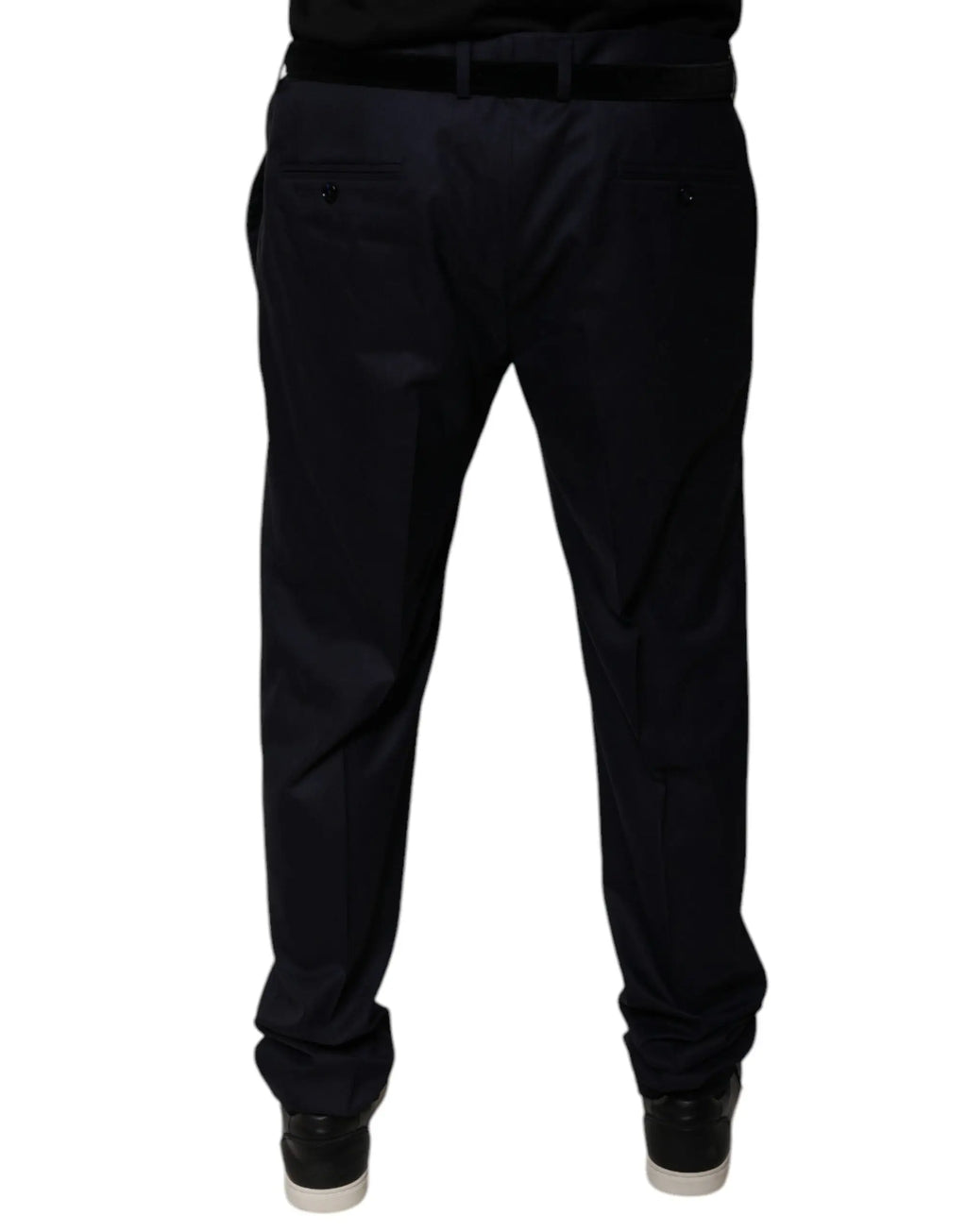 Dolce & gabbana pantalon habillé bleu foncé coupe fuselée avec coutures discrètes en tissu élégant