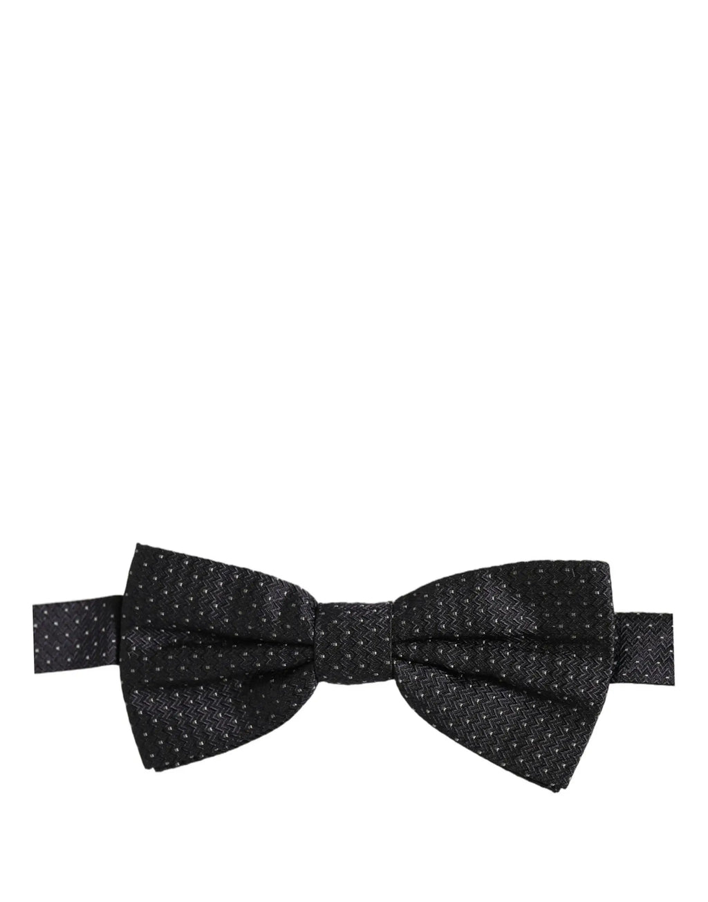 Dolce & gabbana dark blue adjustable neck bow tie with subtle herringbone weave and white polka dot pattern