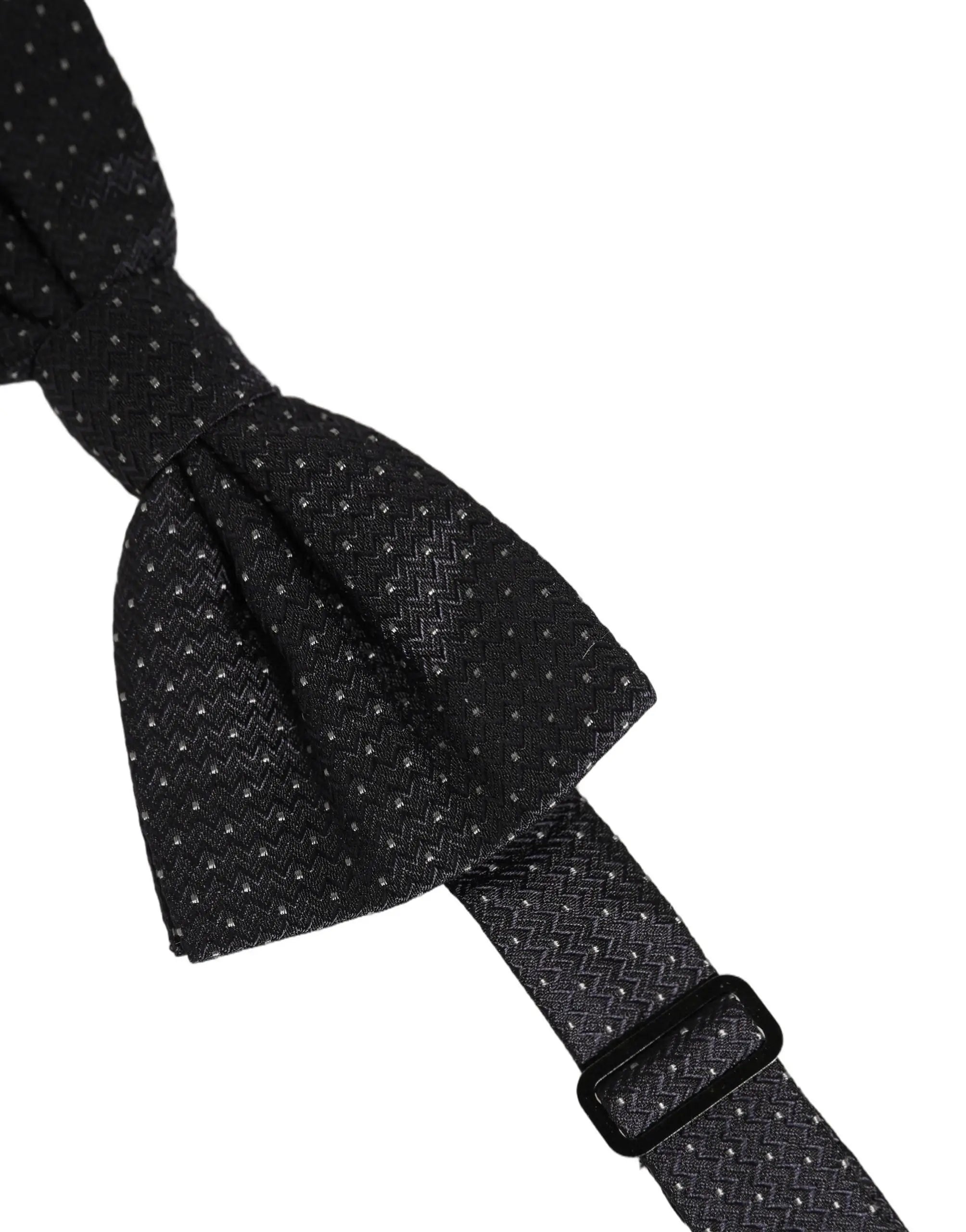 Dark blue dolce & gabbana papillon réglable à pois blancs avec nœud papillon noir à motif chevron et boucle plastique noire
